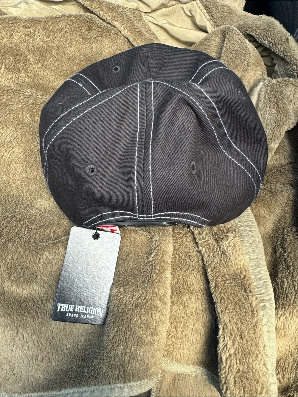 True Religion Black Cap with Contrasting White Stitching